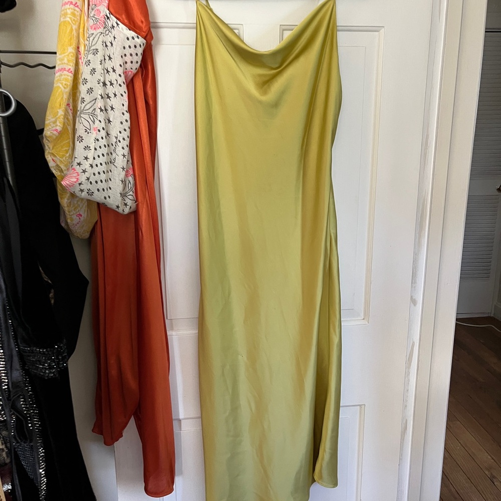 Joie Chartreuse Satin dress